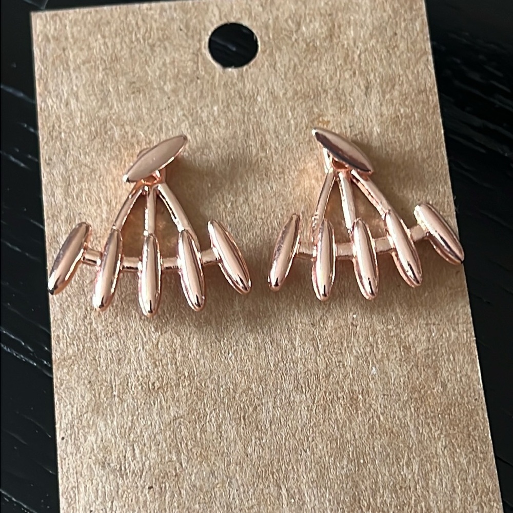 Rose gold tone jacket style earrings-NWT